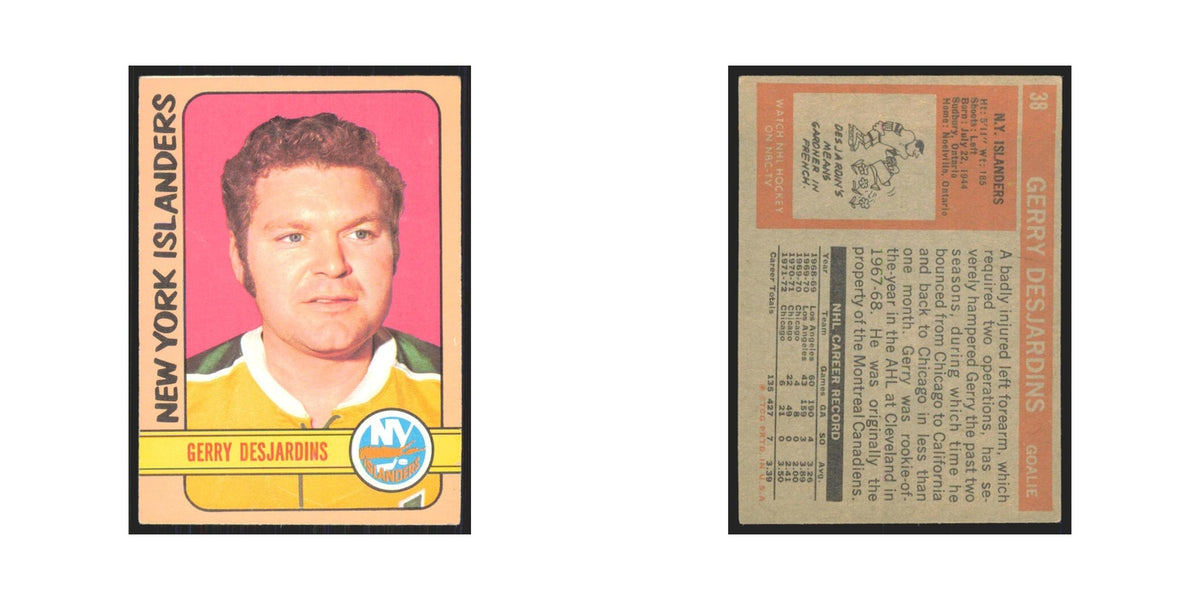 1972 Topps (damaged) Gerry Desjardins New York Islanders #38