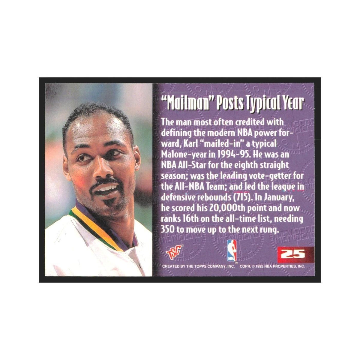 1995 Stadium Club Members Only Gari Malone Jazz #25