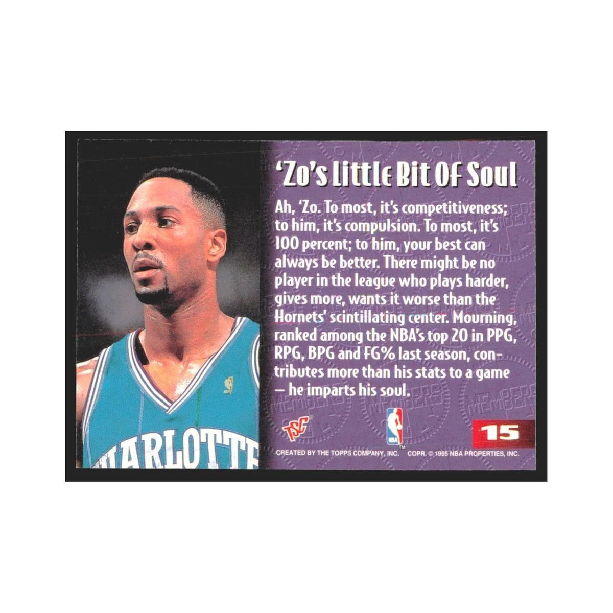 1995 Stadium Club Members Only Alonzo Mourning Hornets #15