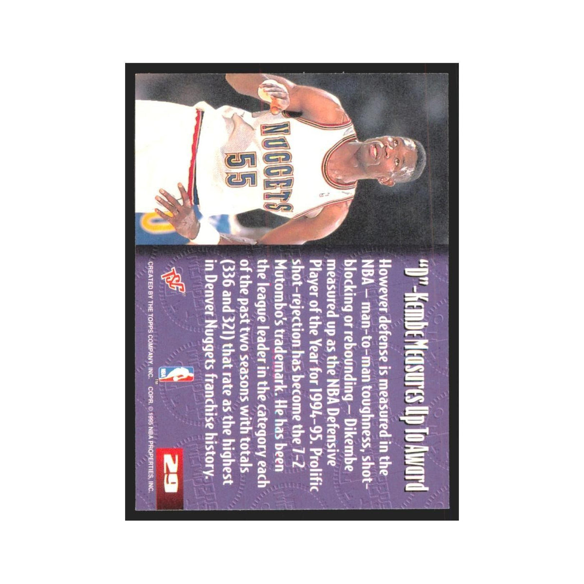 1995 Stadium Club Members Only Dikembe Mutombo Nuggets #29