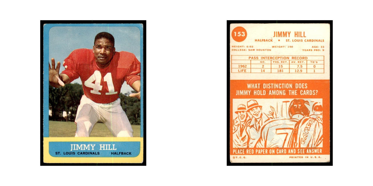 1963 Topps (damaged) Jimmy Hill Football Cards #153