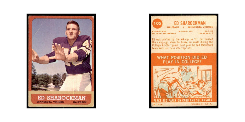 1963 Topps (damaged) Ed Sharockman Football Cards #105