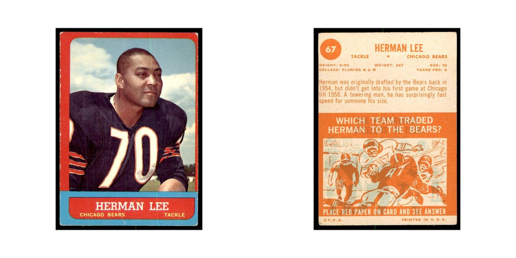 1963 Topps (damaged) Herman Lee Football Cards #67