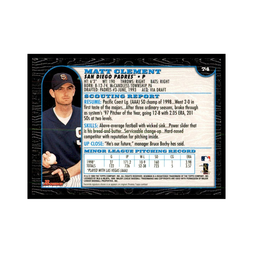 1999 Bowman Matt Clement Baseball Cards #74