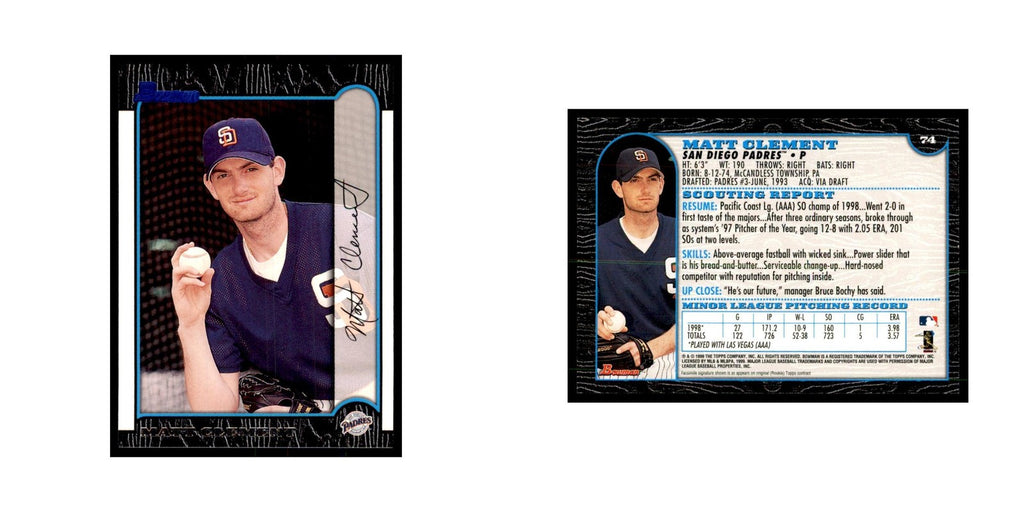 1999 Bowman Matt Clement Baseball Cards #74