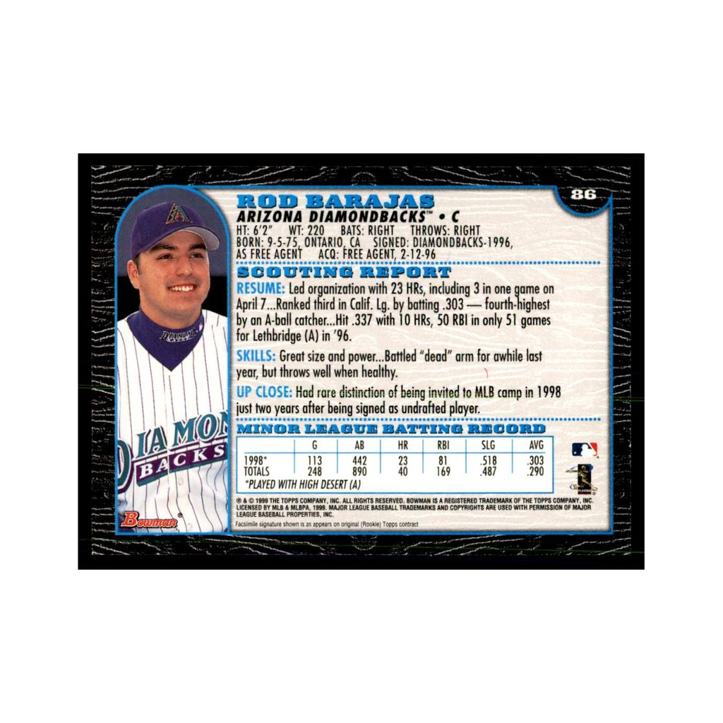 1999 Bowman Rod Barajas Baseball Cards #86