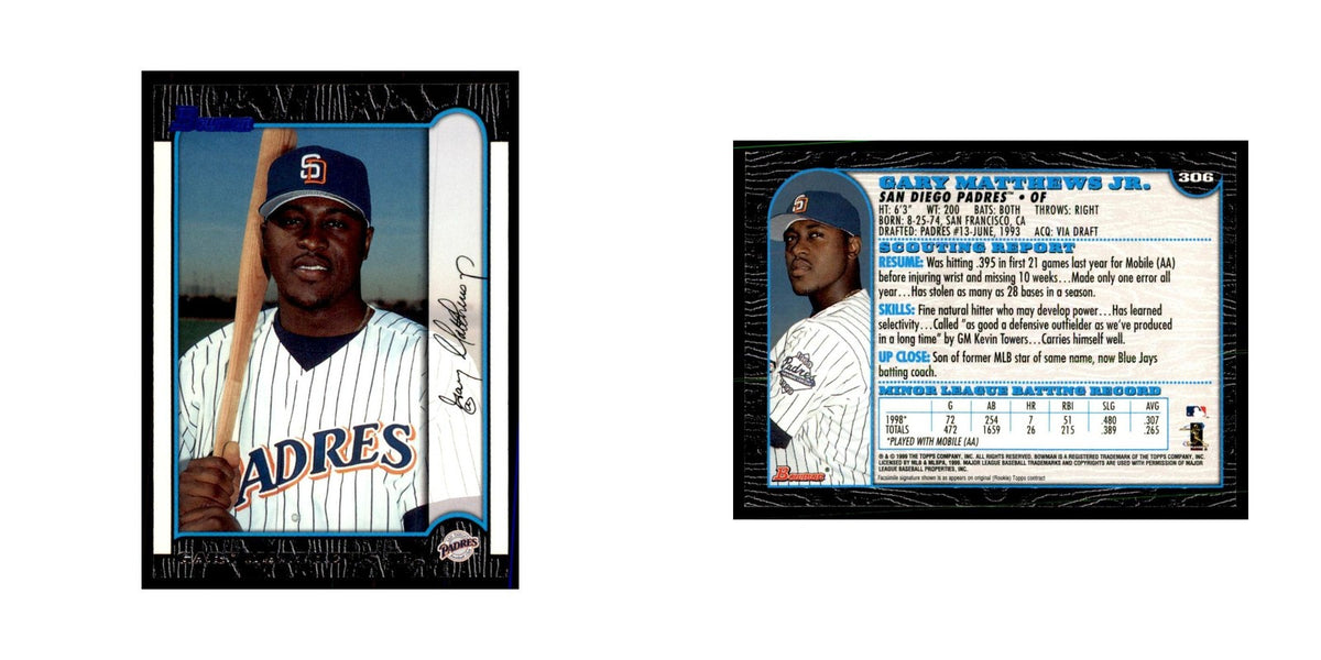1999 Bowman Gary Matthews Jr. Baseball Cards #306