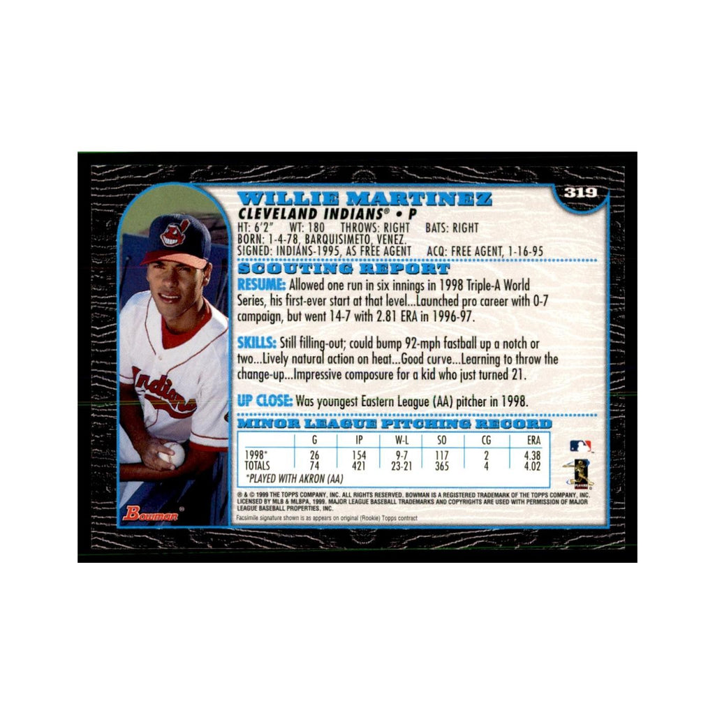 1999 Bowman Willie Martinez Baseball Cards #319