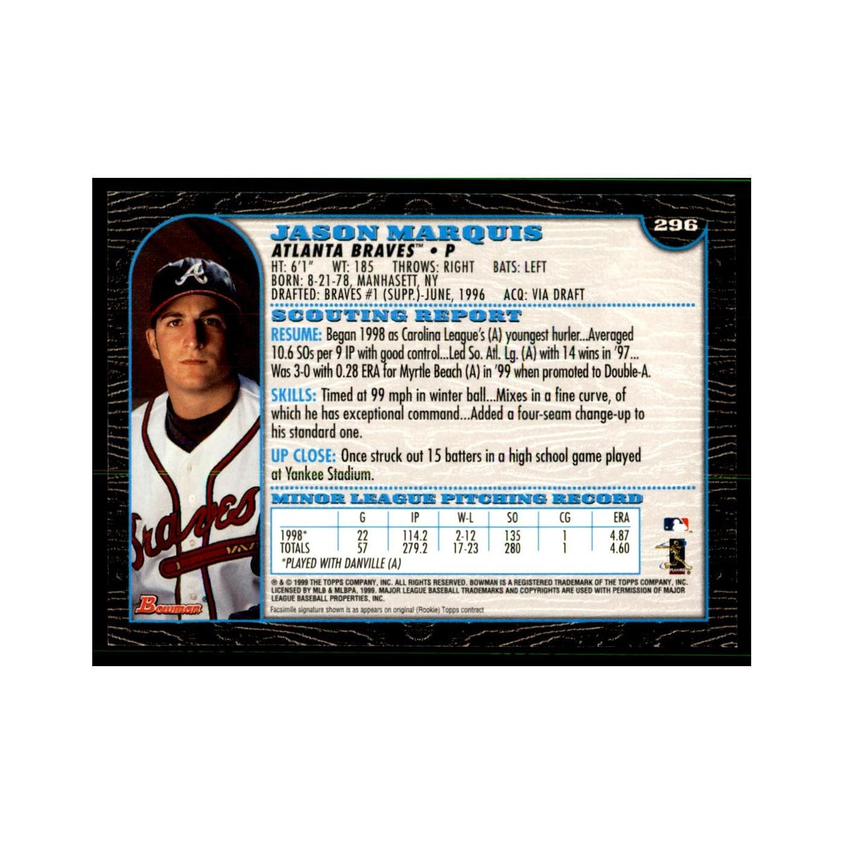 1999 Bowman Jason Marquis Baseball Cards #296