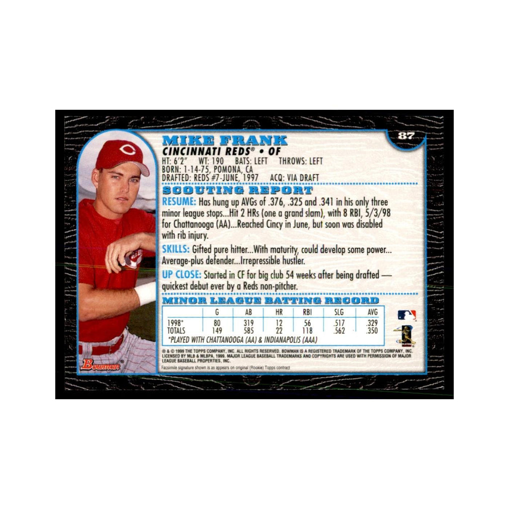 1999 Bowman Mike Frank Baseball Cards #87