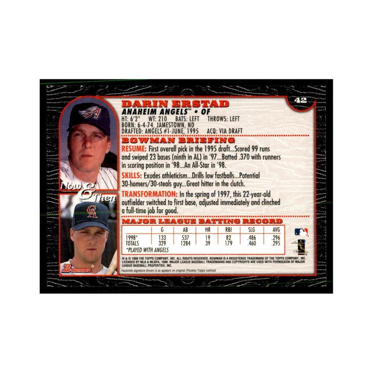 1999 Bowman Darin Erstad Baseball Cards #42