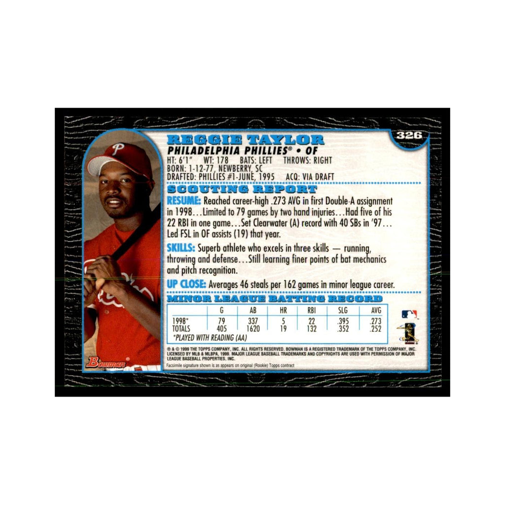1999 Bowman Reggie Taylor Baseball Cards #326