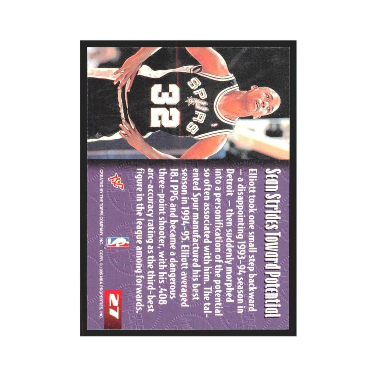 1995 Stadium Club Members Only Sean Elliott Spurs #27
