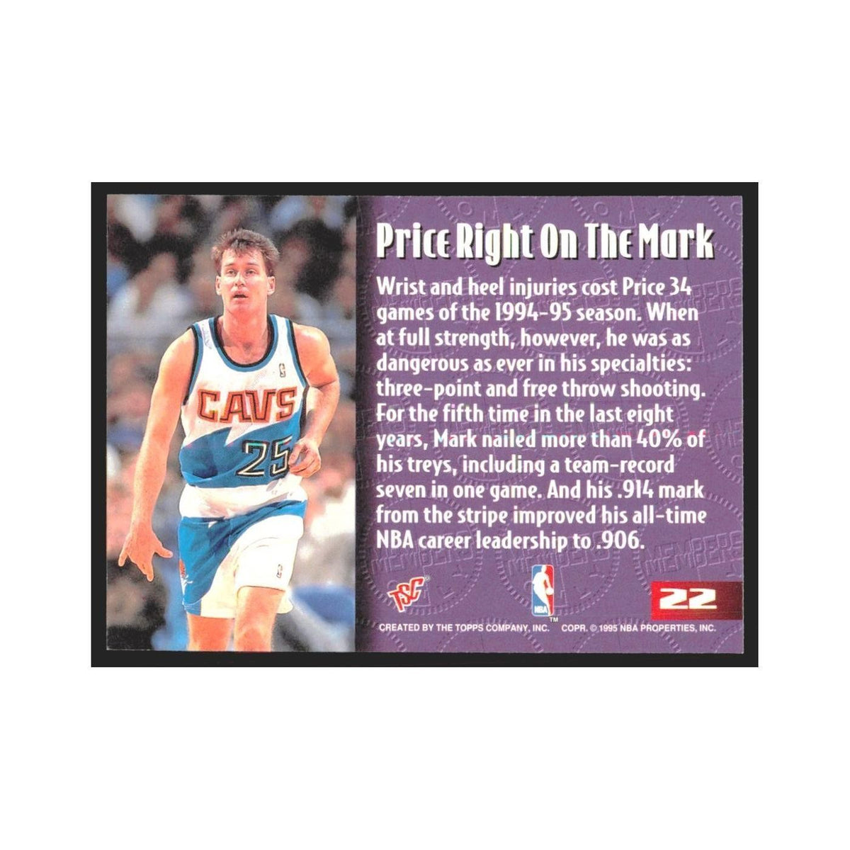 1995 Stadium Club Members Only Mark Price Cavaliers #22