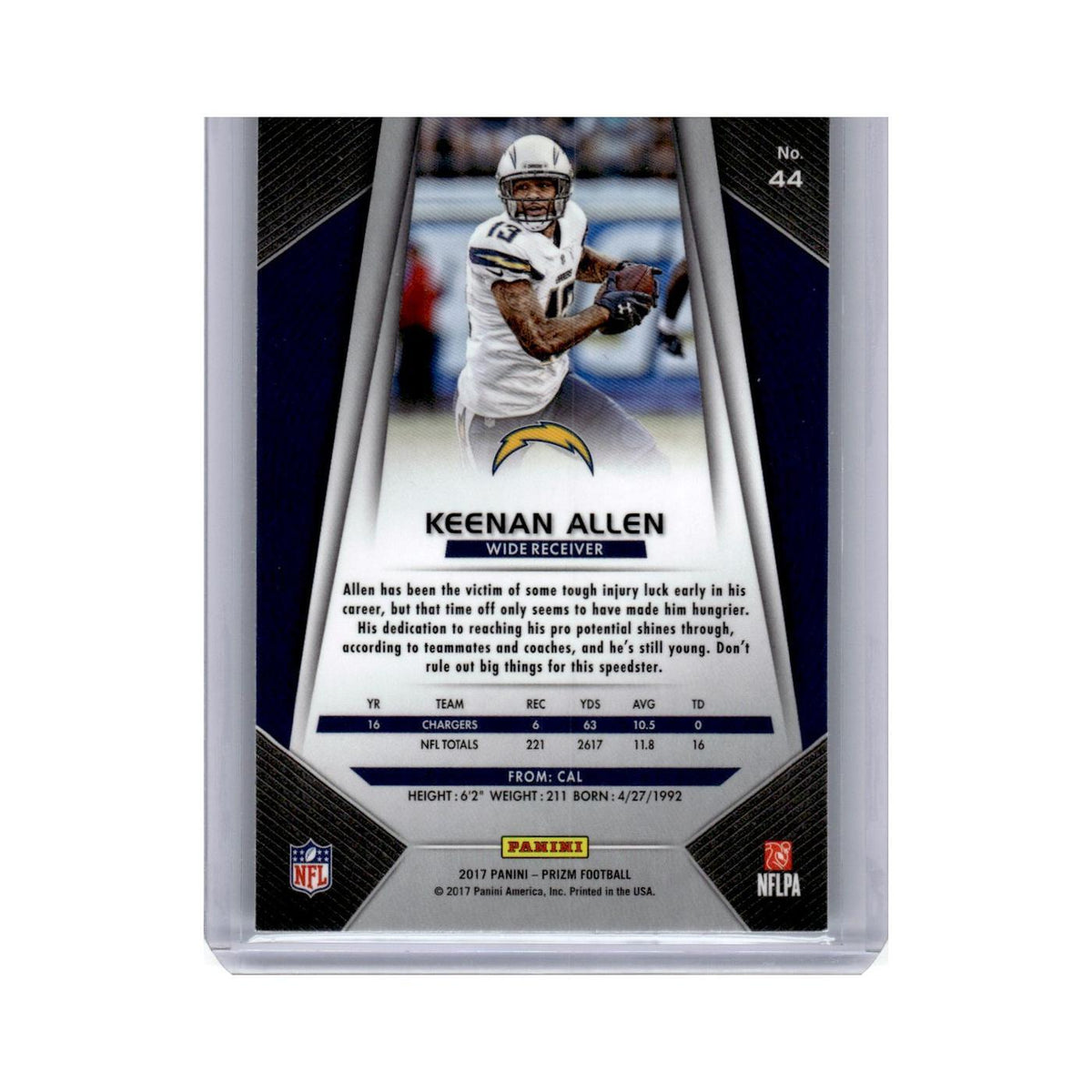 Keenan Allen 2017 Panini Prizm #44 Los Angeles Chargers Football Card NM
