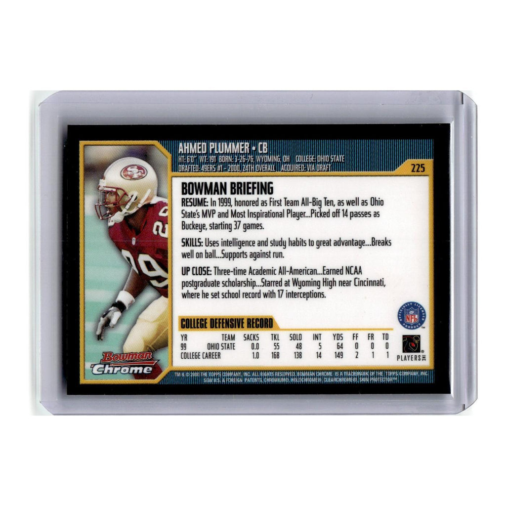 Ahmed Plummer 2000 Bowman Chrome #225 San Francisco 49ers Football Card NM