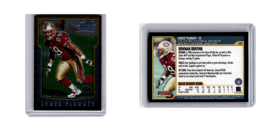 Ahmed Plummer 2000 Bowman Chrome #225 San Francisco 49ers Football Card NM