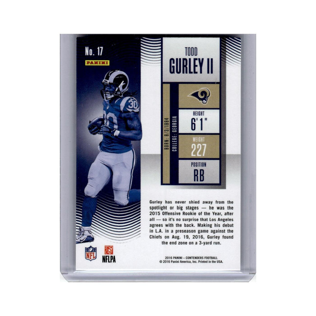 Todd Gurley II 2016 Panini Contenders #17 Los Angeles Rams Football Card NM
