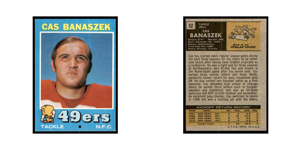 1971 Topps Cas Banaszek Football Cards #52