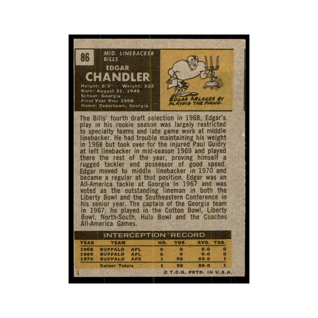 1971 Topps Edgar Chandler Football Cards #86