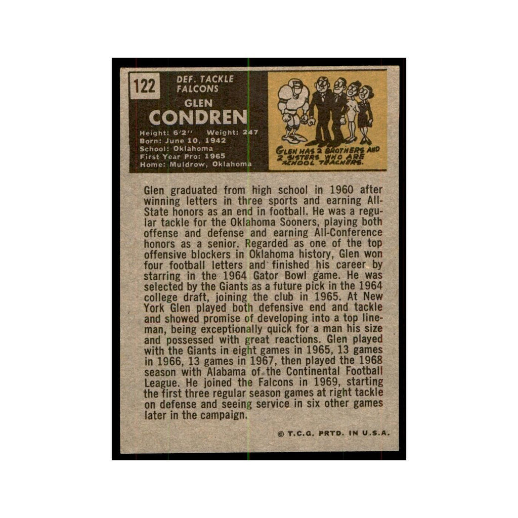 1971 Topps Glen Condren Football Cards #122
