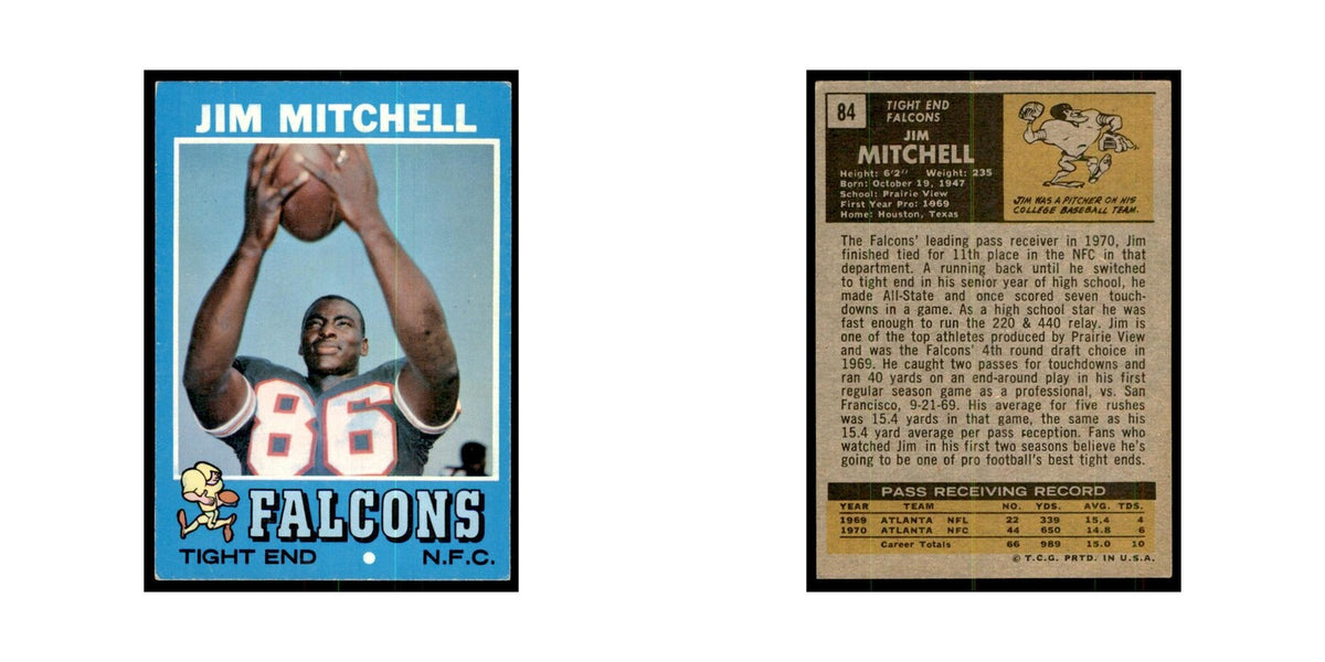 1971 Topps Jim Mitchell Football Cards #84