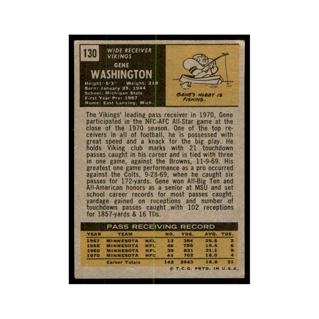 1971 Topps Gene Washington Football Cards #130