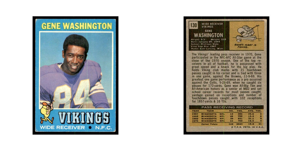 1971 Topps Gene Washington Football Cards #130