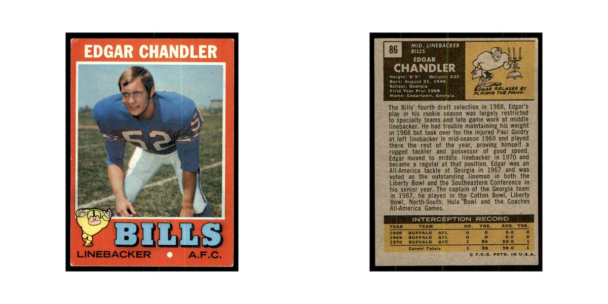 1971 Topps Edgar Chandler Football Cards #86