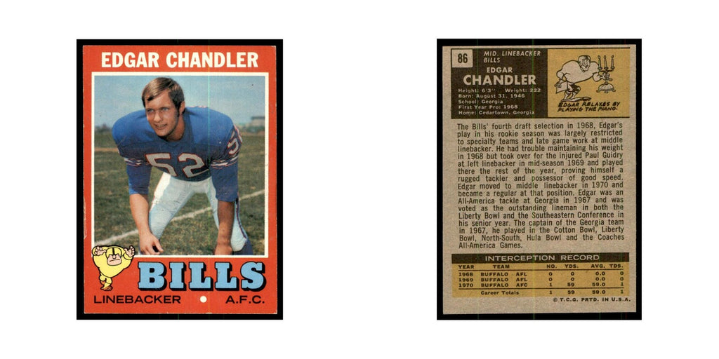 1971 Topps Edgar Chandler Football Cards #86