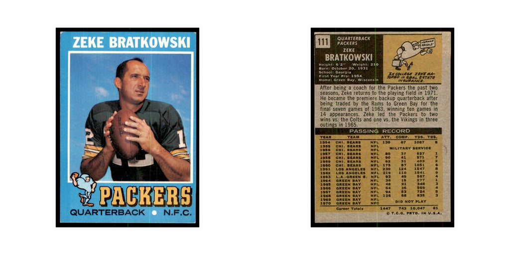1971 Topps Zeke Bratkowski Football Cards #111