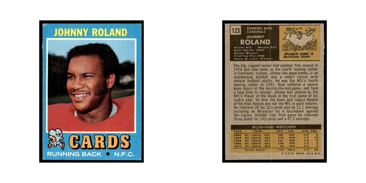 1971 Topps Johnny Roland Football Cards #123