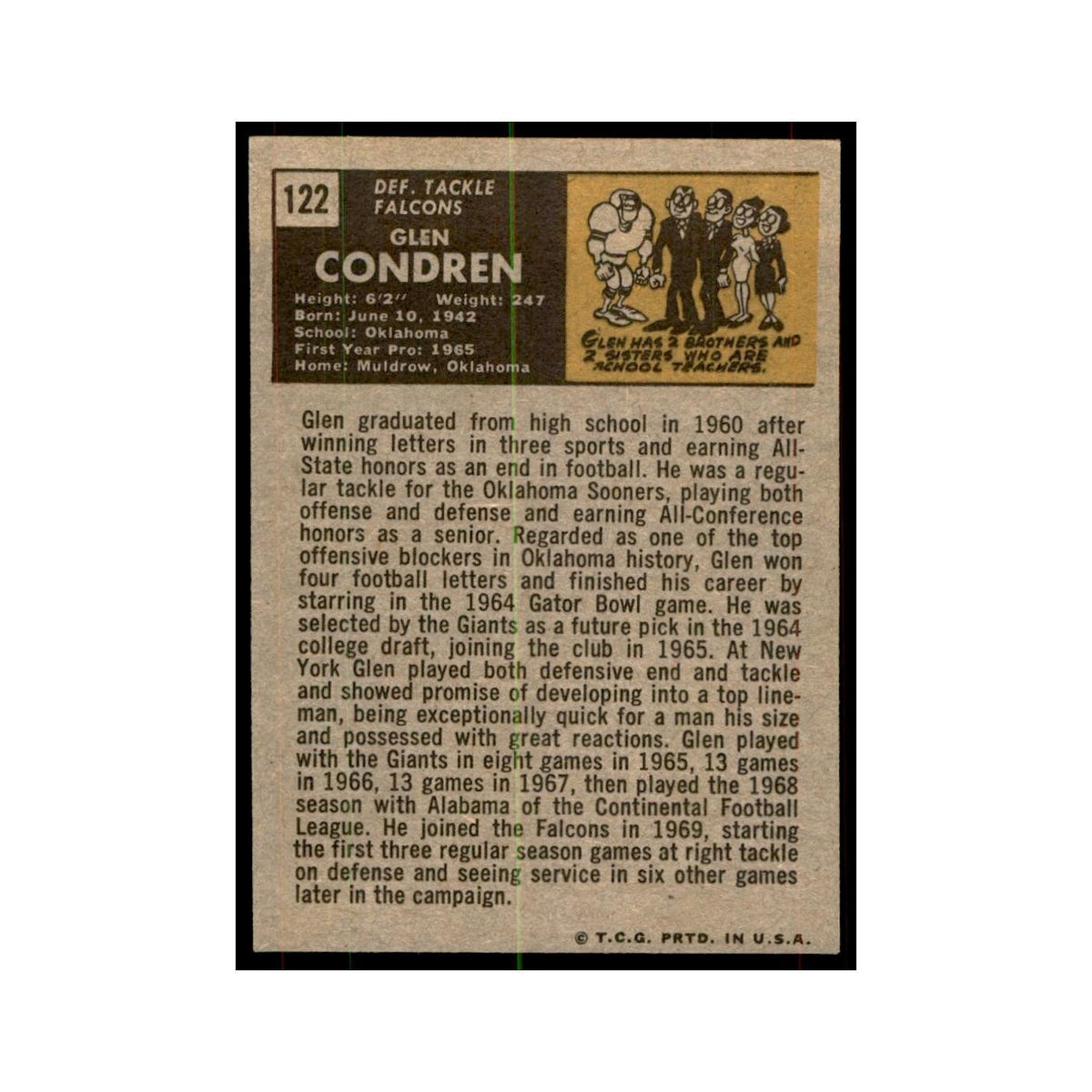1971 Topps Glen Condren Football Cards #122