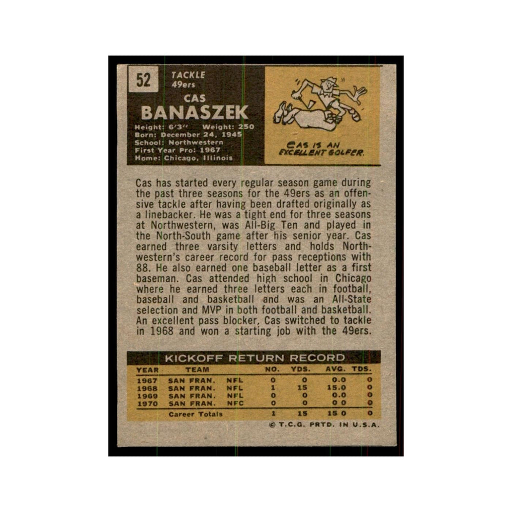1971 Topps Cas Banaszek Football Cards #52