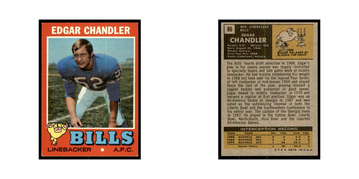 1971 Topps Edgar Chandler Football Cards #86