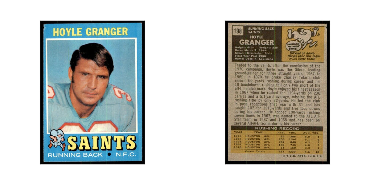 1971 Topps Hoyle Granger Football Cards #198
