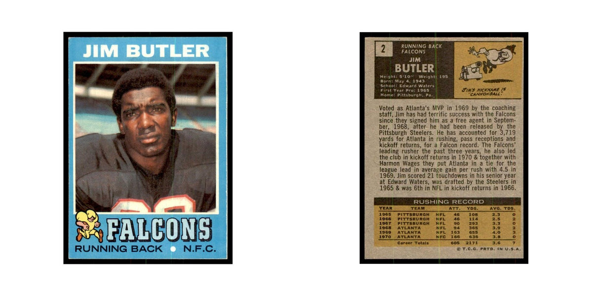 1971 Topps Jim Butler Football Cards #2