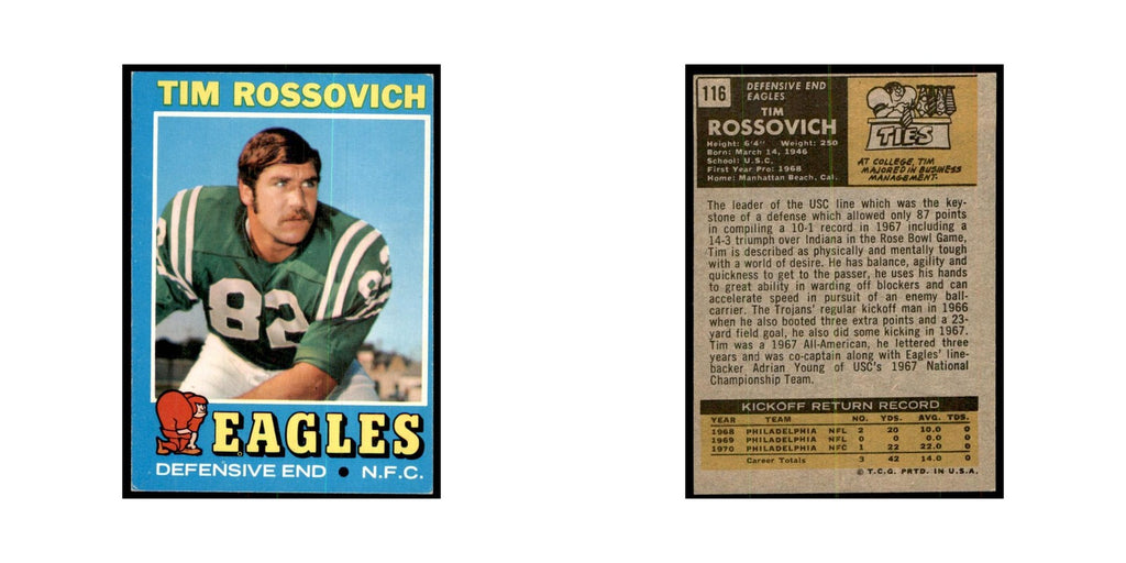 1971 Topps Tim Rossovich Football Cards #116
