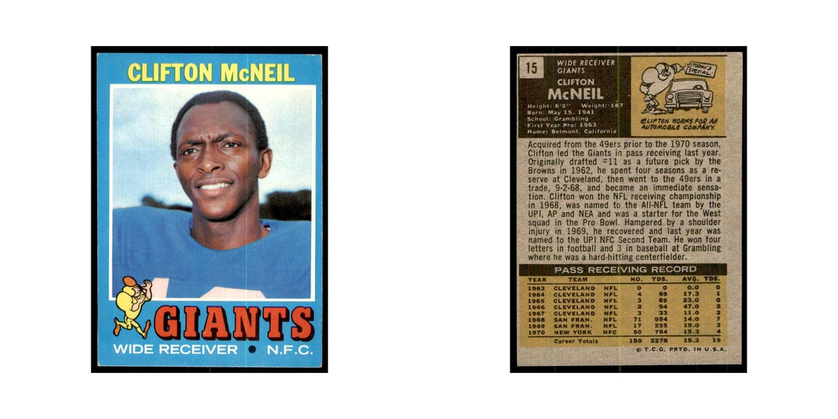 1971 Topps Clifton McNeil Football Cards #15