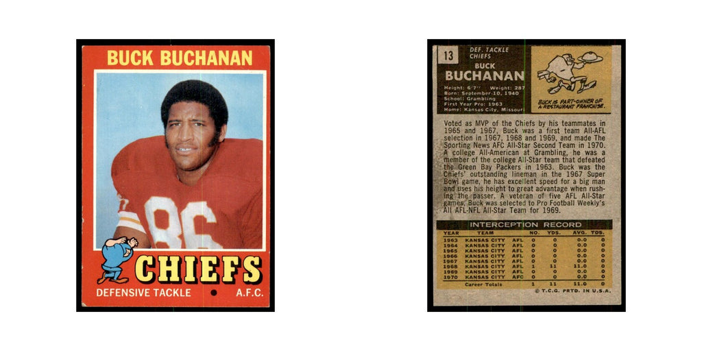 1971 Topps Buck Buchanan Football Cards #13