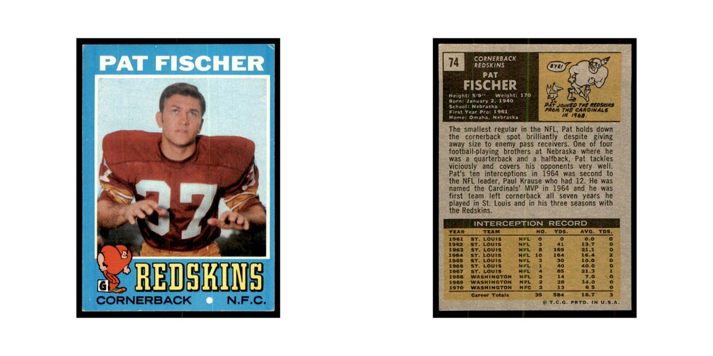 1971 Topps Pat Fischer Football Cards #74