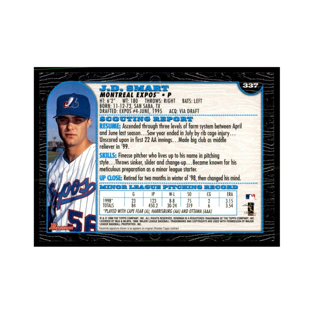 1999 Bowman J.D. Smart Baseball Cards #337