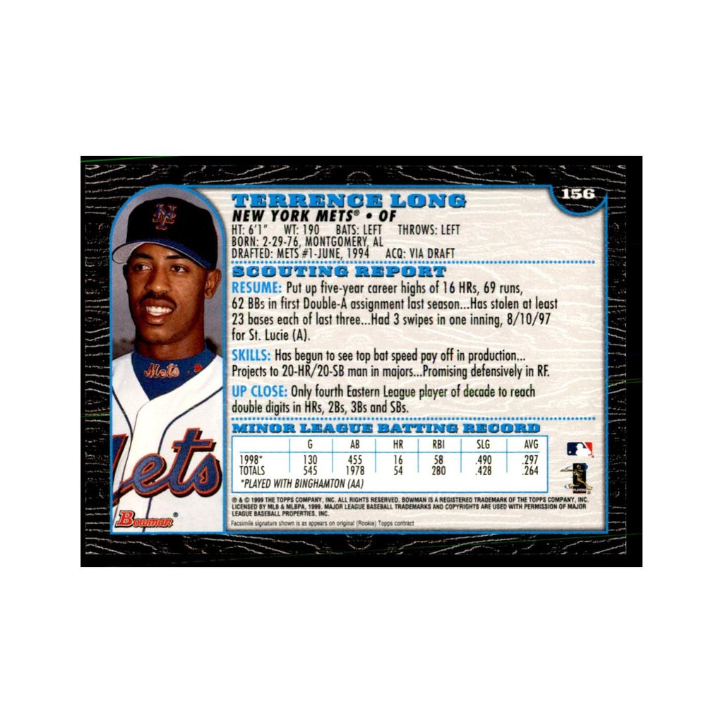 1999 Bowman Terrence Long Baseball Cards #156