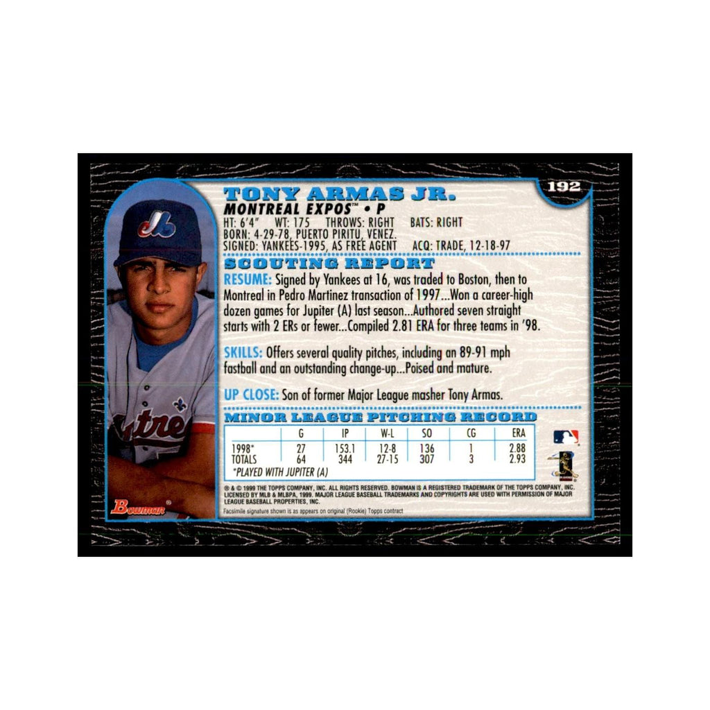 1999 Bowman Tony Armas Jr. Baseball Cards #192