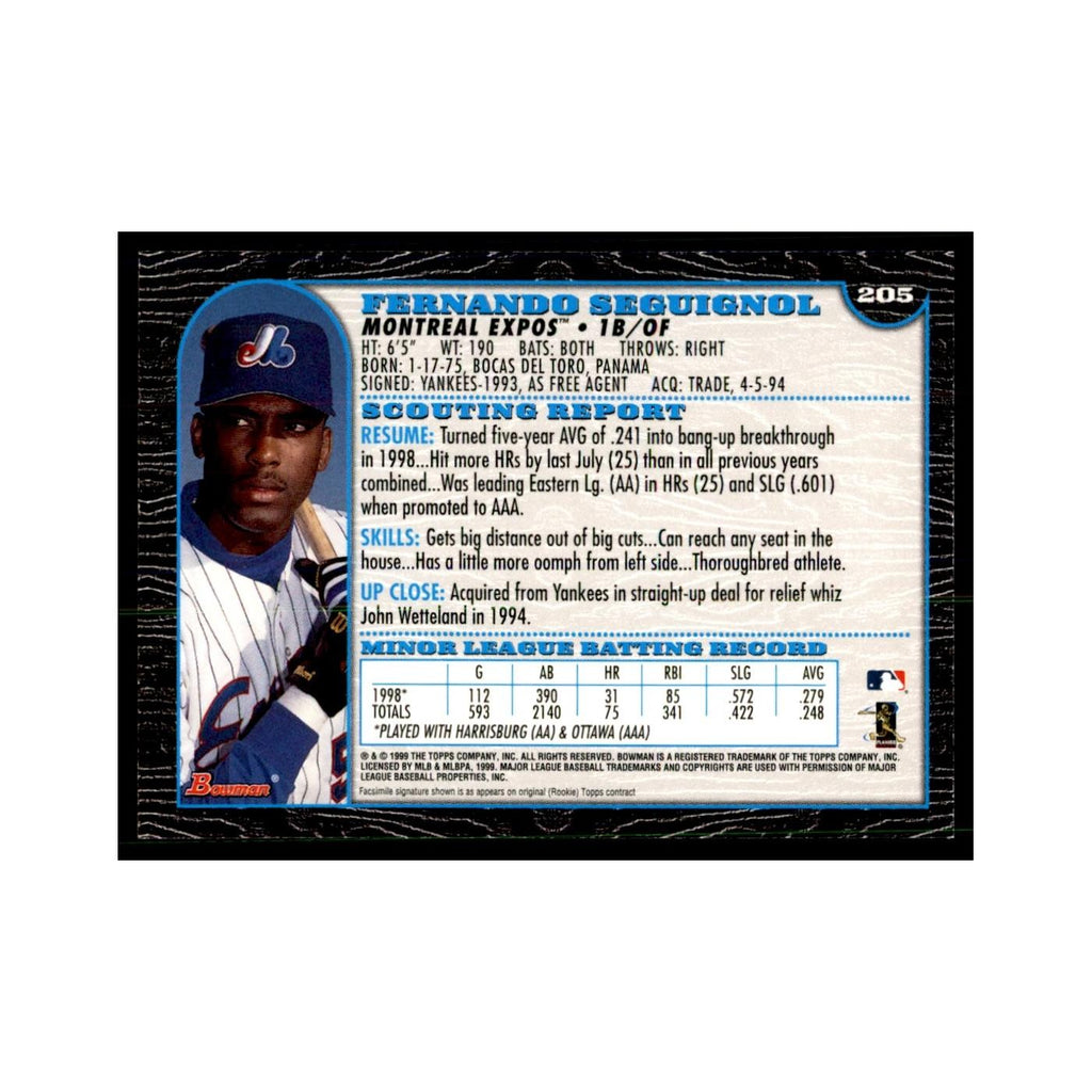 1999 Bowman Fernando Seguignol Baseball Cards #205