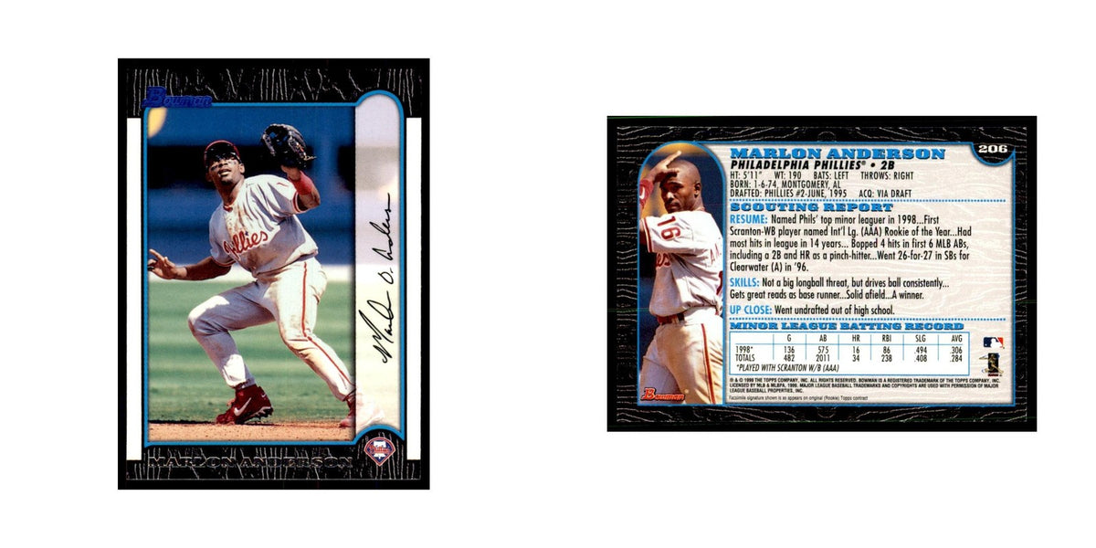 1999 Bowman Marlon Anderson Baseball Cards #206