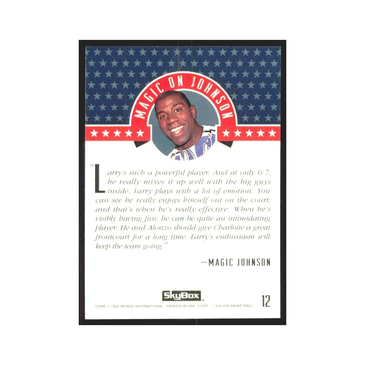 1994 SkyBox USA Larry Johnson USA #12