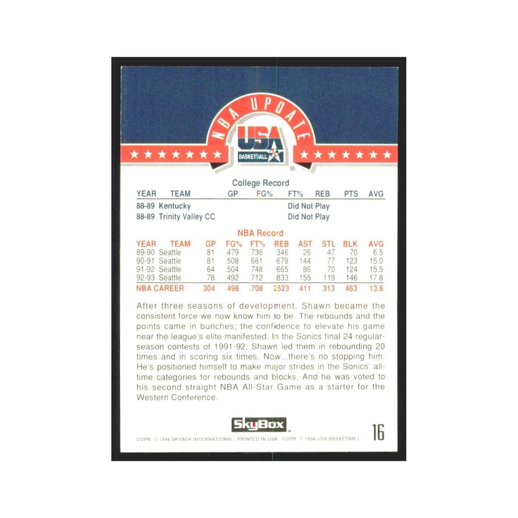 1994 SkyBox USA Shawn Kemp USA #16