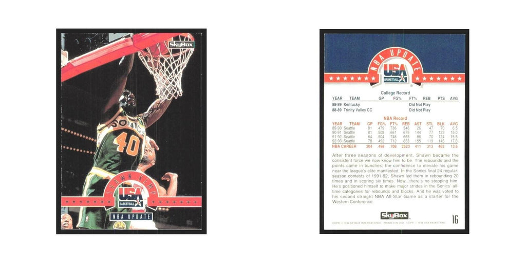 1994 SkyBox USA Shawn Kemp USA #16