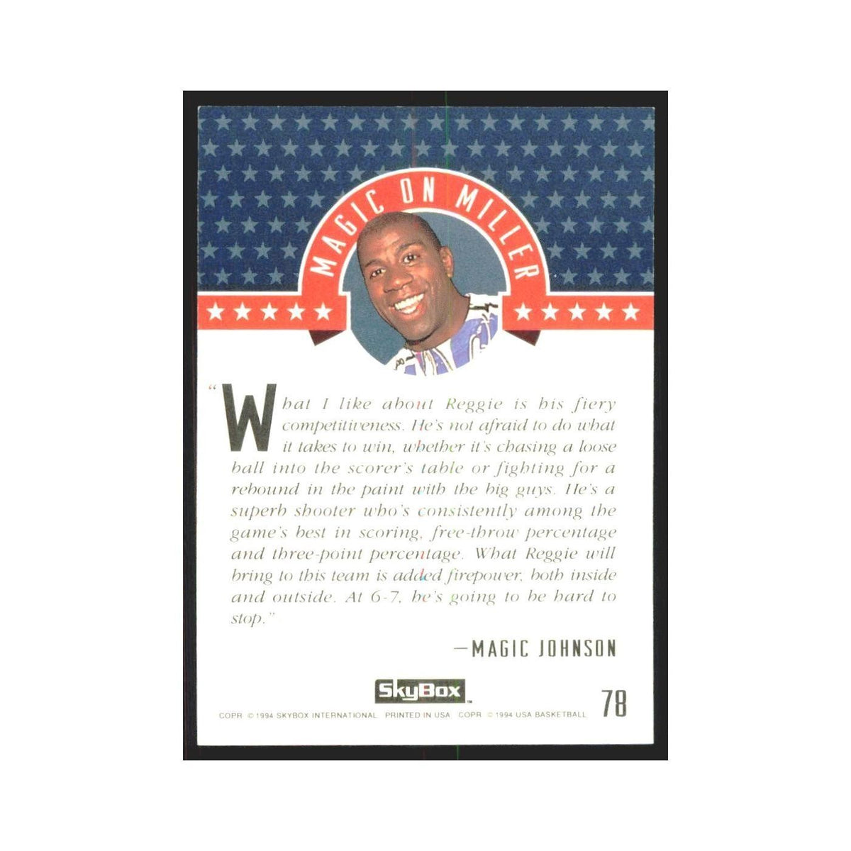 1994 SkyBox USA Reggie Miller USA #78